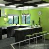 Nội thất bếp màu xanh tươi mát