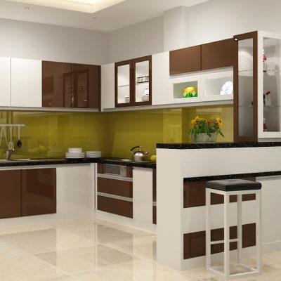 Tủ bếp chữ L Acrylic PARC 04 + 01
