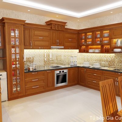 Tủ bếp gỗ căm xe cổ điển