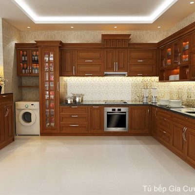 Tủ bếp gỗ căm xe cổ điển