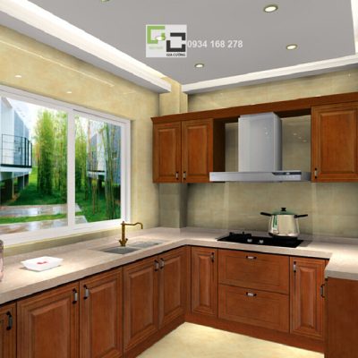 Tủ bếp gỗ xoan đào 03
